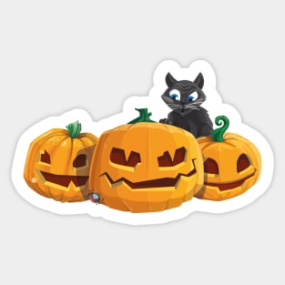 Three Pumpkins and a Cat. Sticker